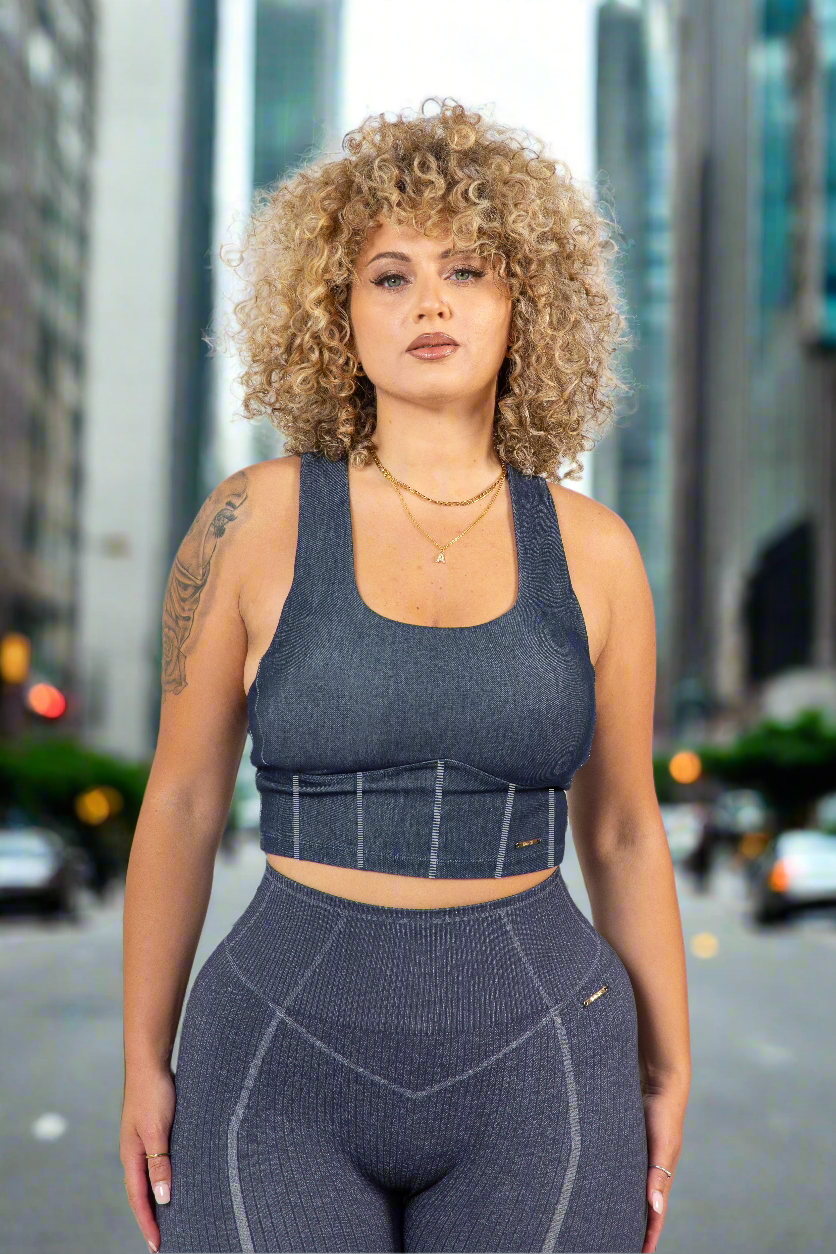 COMBO DEAL Seamless Legging + Denim Crop