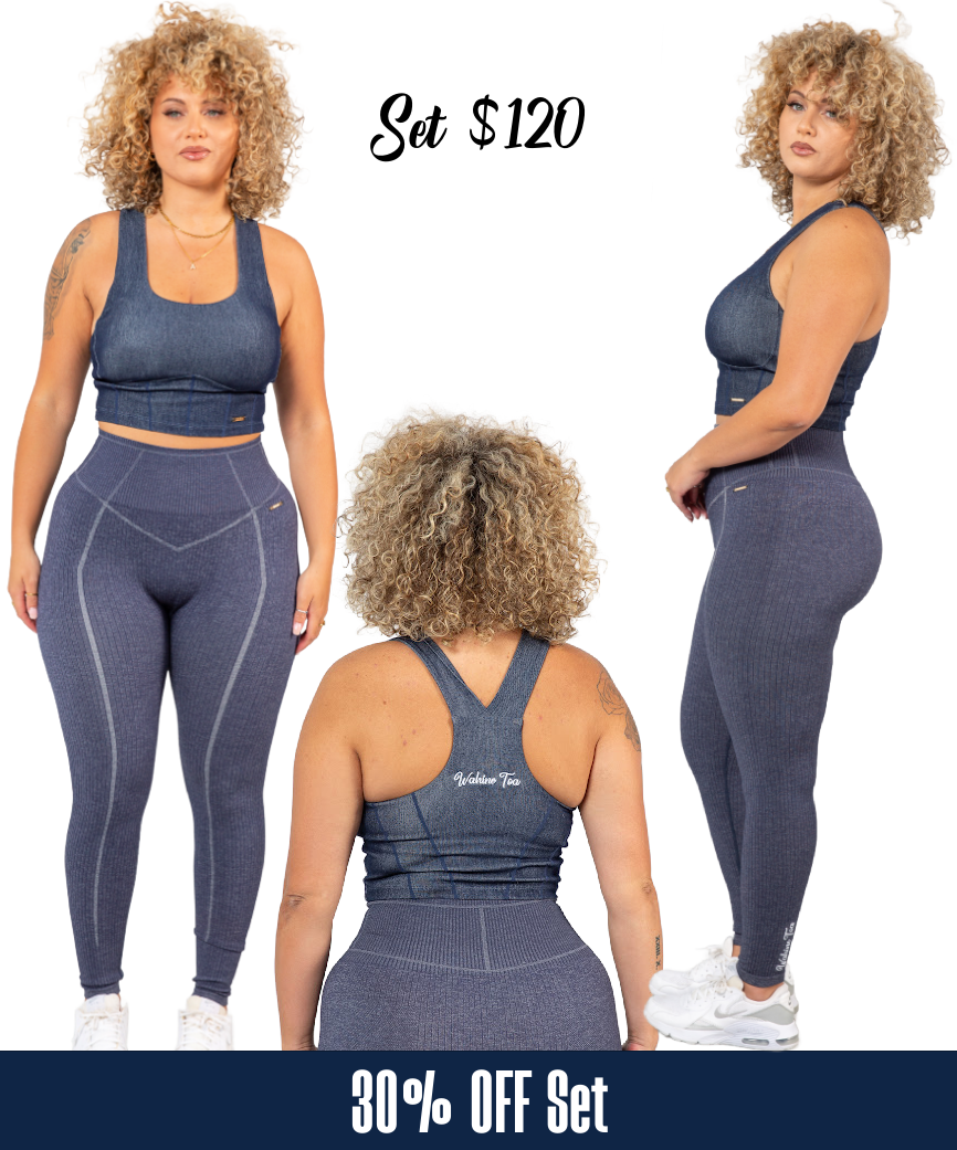 COMBO DEAL Seamless Legging + Denim Crop