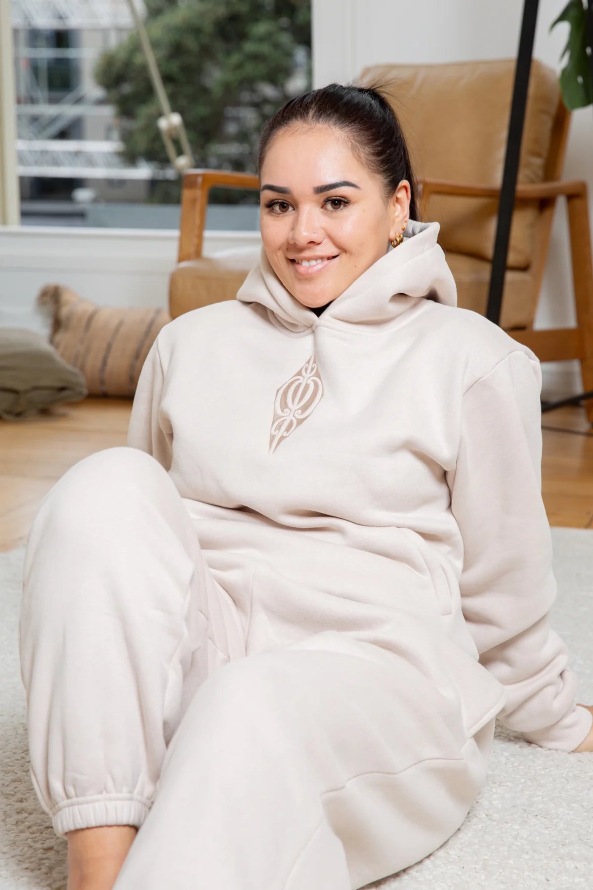 COMBO DEAL: Cream Hoodie + Olive Tamoko Leggings